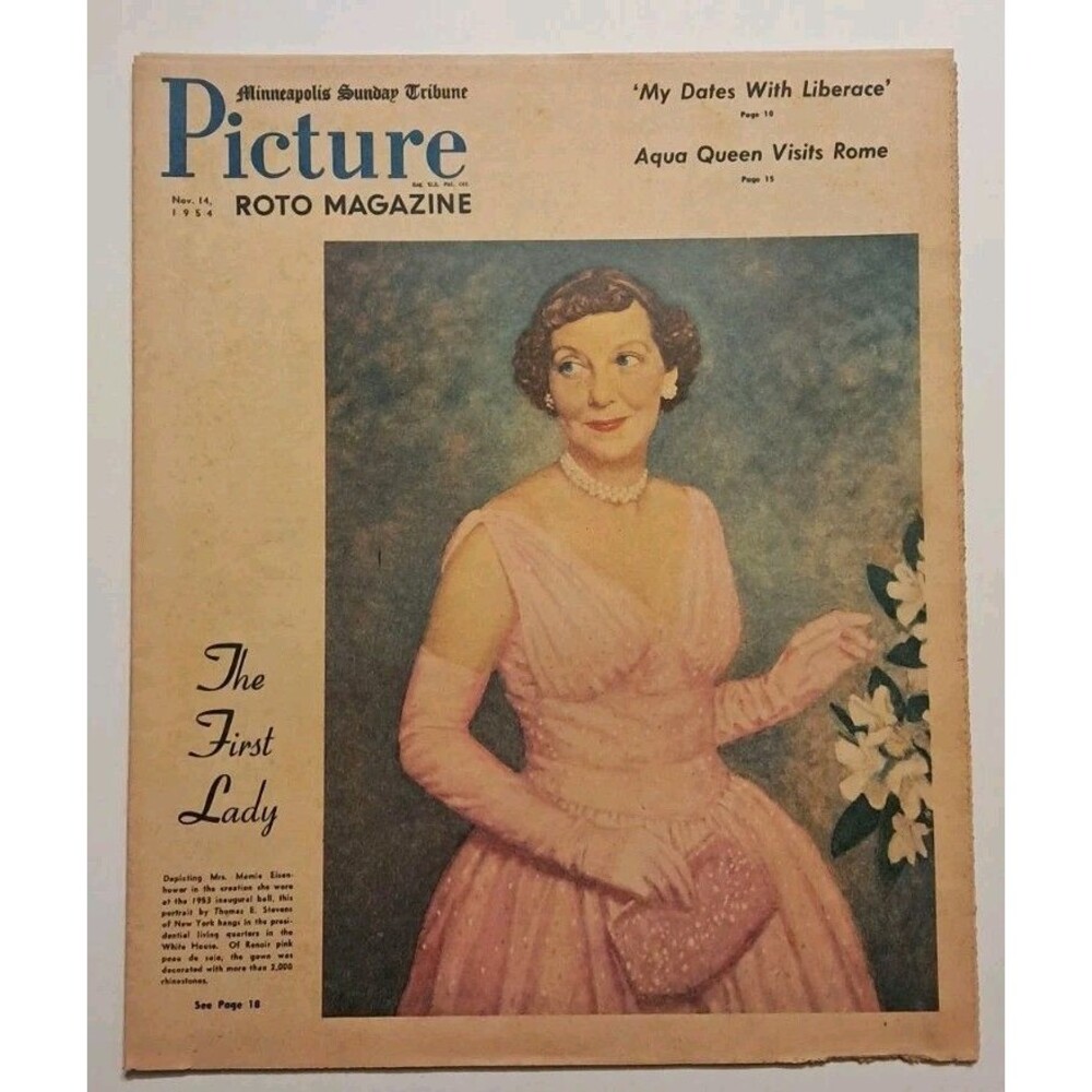 Picture Roto Magazine Minneapolis Sunday Tribune 11/14/1954 Mamie Eisenhower